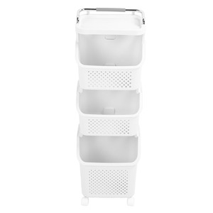 <span class=keywords><strong>Panier</strong></span> <span class=keywords><strong>à</strong></span> <span class=keywords><strong>linge</strong></span> roulant avec roulettes, 2 ou 3 niveaux, grande capacité, en plastique PP ABS, pour le rangement des vêtements dans la salle de bain ou la cuisine - Product Image 5