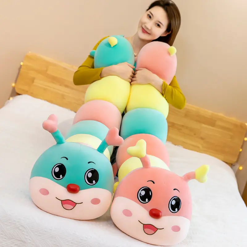 Cuscino da tiro a forma di bruco a striscia lunga altamente Trend giocattoli di peluche Kawaii cuscino da tiro gigante e cuscino giocattoli di peluche per bambini