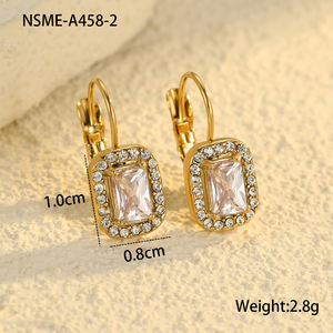 INS Offre Spéciale Style Français Boucles D'oreilles Huggies 18K Pvd Plaqué Or En Acier Inoxydable De Luxe Zircon Hoop Boucle D'oreille - Product Image 4
