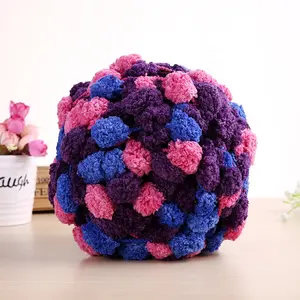 Fancy Pom Pom Ball Yarn 2017 Factory 100 Polyester Yarn For Hot Sale