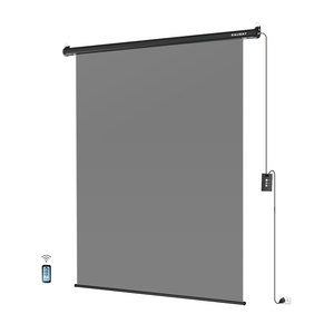 RAUBAY Motorized Pull Down Gray Polyester Screen Backdrop-59.8" X 86.6" Collapsible Ceiling/Wall Mount Background - Product Image 1