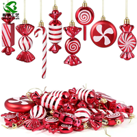 Ornements de Noël en PVC inspirés des bonbons, décorations festives à suspendre aux fenêtres et pendentifs, boules pour sapin de Noël