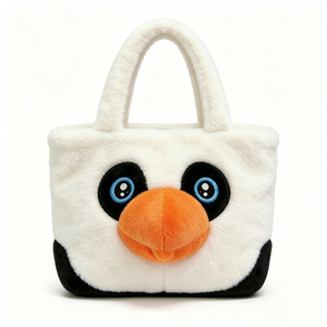 Customized Soft Plush Tote Bag,Penguin Plush Tote Bag, Animal Face Plush Handbag, Cute Penguin Plush Bag - Product Image 5