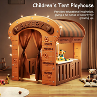 Tente de jeu intérieure pour enfants OEM ODM avec table de construction, panier de rangement, cabane de jeu en plastique pour distributeurs et chaînes de magasins de détail