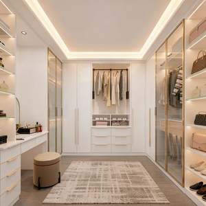 Balom - Sistema de Armario Moderno de Lujo con Puerta de Vidrio, Marco de Aluminio Blanco, Luz LED, Muebles de Dormitorio Personalizados - Product Image 1