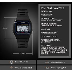 Montre-bracelet numérique unisexe personnalisée avec résistance à l'eau 5 ATM, mouvement japonais, boîtier carré, fonction lumineuse, style sport luxe - Product Image 3