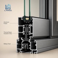 Fenêtre coulissante en aluminium à cadre fin avec vue panoramique, à rupture de pont thermique, double vitrage, pour balcon de penthouse