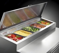Refrigerador de mostrador para restaurante, banco de trabajo refrigerado, congelador para mostrador de pizzas, refrigerador para ensaladas, mesa de preparación de pizzas