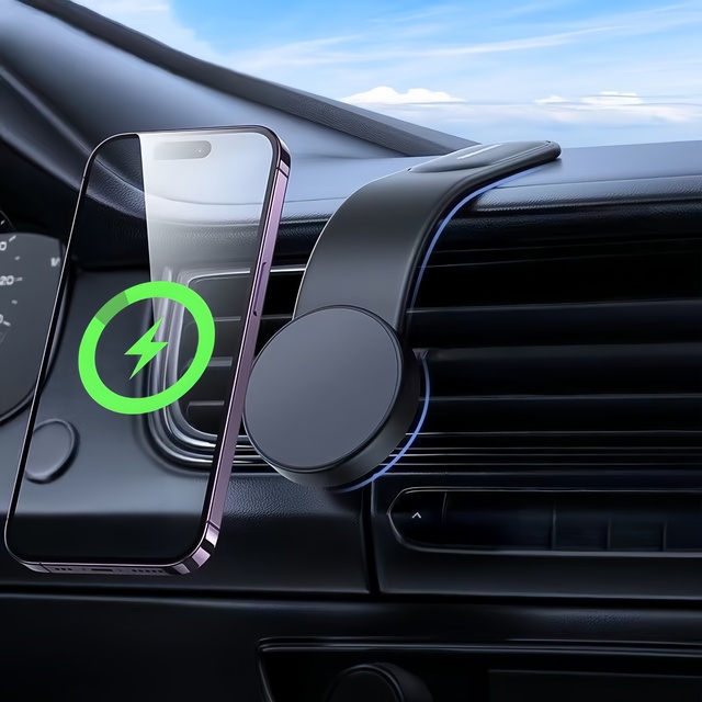 New Magnetic Metal Car Phone Holder Magsafe 15W Wireless Charging Navigation Mount Strong Magnet Stable Fast Charging Wholesale