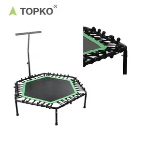 TOPKO High quality Indoor Home Fitness Jumping Fitness Durable bungee Hexagon Trampoline with handrail