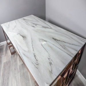 Cocina blanca Juego de cena de mármol Cafetería Bar Escritorio de <span class=keywords><strong>playa</strong></span> Mesa de comedor de mármol - Product Image 3