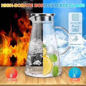 Pichet à eau en verre borosilicate de haute qualité, design triangulaire, grande capacité, portable, avec poignée large en Tritan, vente en gros - Product Image 5