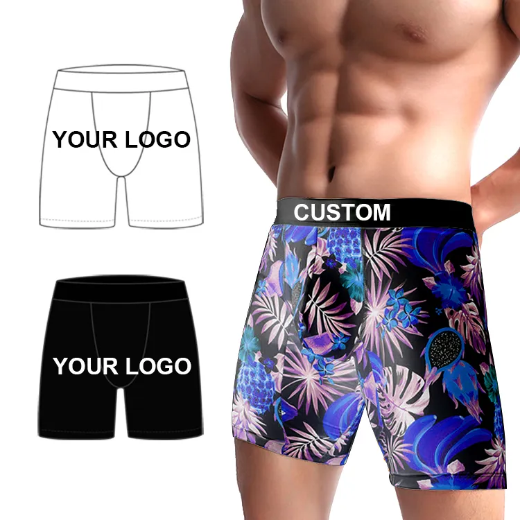 2022 Wholesale Custom Plus Size Male Calecon Bulk Sublimation Printed Cotton Short Underwear Boxer Briefs Men Homme