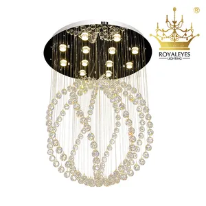 China Supplier Hotel Lobby Crystal Ball Shape Hanging Decorative Hanging Lamp Modern Luxury K9 Crystal Chandelier