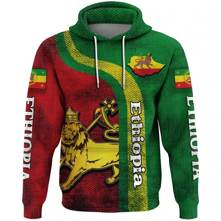 Yeni etiyopya Hoodie etiyopya aslan Rasta giyim toptan özel etiket kişiselleştirilmiş Hoodies erkekler özel Logo erkekler Hoodie