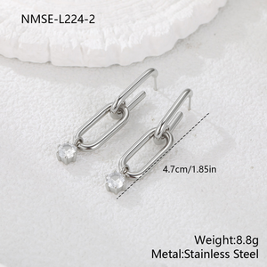 Pendientes de Acero Inoxidable con Incrustaciones de Diamantes, Modernos, con Circonitas, Estilo Único y de Alta Gama - Product Image 5