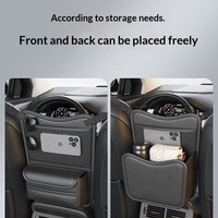 Organisateur de rangement en cuir pour console centrale et siège de voiture avec porte-boîte à mouchoirs suspendu et filet de rangement en maille