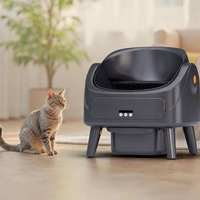 Intelligente Automatische Katzentoilette aus PP-Material, Einfache Reinigung, Schwarz, App-Steuerung, 6 Sicherheitsschutzfunktionen, für Mehrere Katzen, 10kg