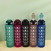 Botella de agua deportiva grande, ecológica, libre de BPA, con marcador de tiempo, tipo pajita y asa de agarre, para gimnasio y fitness.