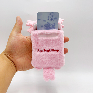 Custom New <strong>Cute</strong> Pink Plush Salamander Shape Fluffy Photos Card holder Plushies with Keyring - Product Image 5