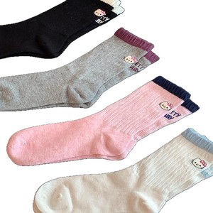 Crew <b>Socks</b> Black White Gray Pink Anime Cartoon KT <b>Cat</b> Design Women Youth Breathable Sweat-Absorbing Mid-Calf <b>Socks</b> - Product Image 4