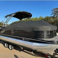 Nouveau style de bateau ponton de luxe en aluminium 19 pieds/5,8 m, clôture multicolore, coussins confortables, mini bar, moteur hors-bord pour fêtes