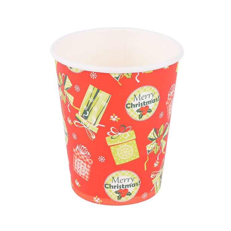 Christmas Design Single Wall Biodegradable Disposable Paper Cups