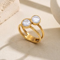 Collier pendentif plaqué or étanche anti-ternissement avec double rangée de zircone cubique taille ronde, bijoux CZ pour femmes
