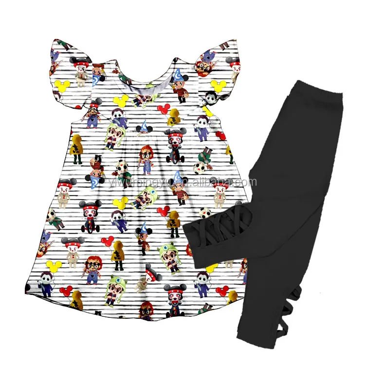 little girls clothes boutique two piece sets print baby dress and pant Halloween outfits