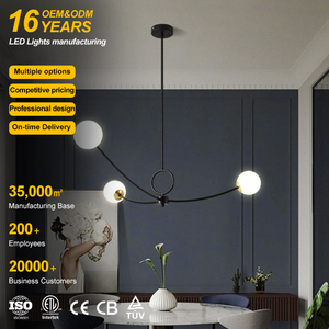 Lampada <span class=keywords><strong>a</strong></span> sospensione per lampadari da interno <span class=keywords><strong>a</strong></span> tre braccia con testa in vetro soffiato Vintage creativo - Product Image 1