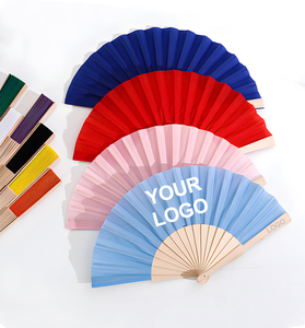 Éventail pliant moderne et simple en bois de polyester de 23 cm, éventail en bois, éventail en <span class=keywords><strong>bambou</strong></span> fendu, idéal comme cadeau créatif - Product Image 1