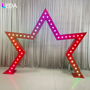 LEDA Nuevo Diseño, Marco de Estrella de Cinco Puntas con Luz RGB de Metal Personalizada, Fondo de Escenario con Luz RGB para Decoración de Bodas y Fiestas - Product Image 1