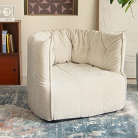 Fauteuil individuel rembourré en tissu chenille moderne et confortable, garni d'éponge, sans structure, idéal pour appartement et hôtel