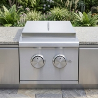 Barbecue portable moderne à double brûleur au GPL en acier inoxydable 304, étanche, pour usage domestique et extérieur, pliable