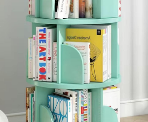 Custom 360 Rotating Solid Wood Bookcase | Space-Saving 4-Tier Revolving <strong>Bookshelf</strong> for Living Room Bedroom | Modern Storage - Product Image 3