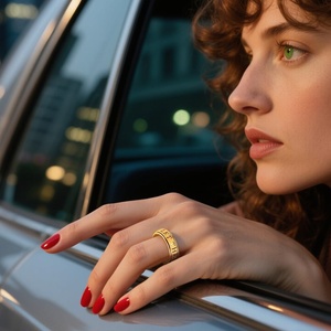 Anillo Giratorio Antiestrés de Acero Inoxidable Chapado en Oro con Frase Inspiradora 'Let Them', para Mujer, Tallas 5-10, Venta al Por Mayor - Product Image 3