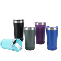 Tumbler Speaker Bluetooth Stainless Steel 16oz, Dinding Ganda Vakum Terisolasi, Anti Bocor, Mug Perjalanan