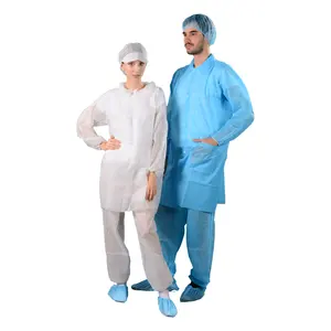 Topmed-uniforme de ropa de trabajo desechable, buena capa protectora de laboratorio, con cierre de gancho y bucle