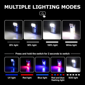 Xách tay mini LED Đèn pin keychain đa chức năng loại C sạc không thấm nước đầu xoay đuôi nam châm làm việc ánh sáng - Product Image 4