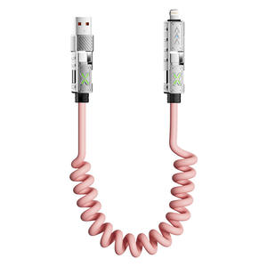 Câble de charge rapide rétractable 4-en-1 240W, câble à ressort Type-C de 2M - Product Image 1