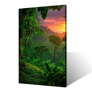 Tableau mural Paysage Forêt <span class=keywords><strong>Tropicale</strong></span> au Lever du Soleil, <span class=keywords><strong>Toile</strong></span> Imprimée Anti-UV Écologique, Scène Montagne et Lumière du Soleil, Pour Intérieur - Product Image 2