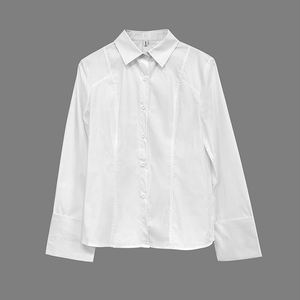 カジュアル長袖ラペルブラウス & シャツトップスボタン付きソリッドカラー春夏ファッション - Product Image 3