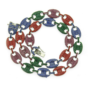 Pig Nose Buckle, Coffee Beans Inlaid With Full-colored Diamonds, Men's Chain Necklace, Hipster Pendant. Tanjing - Product Image 5