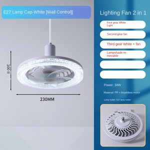 Économie d'énergie Mini 3 Modes Télécommande LED Ventilateur de Plafond avec E27 Ampoule Socket Dimmable Bedroo/Kitchen Fixture Light - Product Image 2