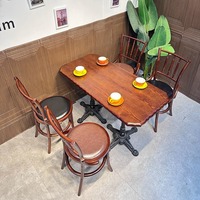 Tables et chaises de style rétro américain pour café, restaurant occidental, tables et chaises en bois massif pour usage commercial