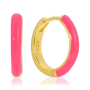 Semplici <span class=keywords><strong>orecchini</strong></span> a cerchio smaltati di colore morbido Anti sbiadimento <span class=keywords><strong>orecchini</strong></span> in argento placcato oro 925 per il regalo di compleanno delle giovani ragazze - Product Image 5