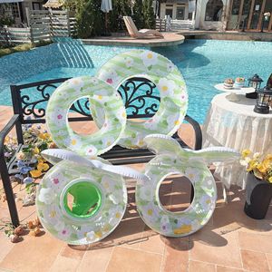 <b>Inflatable</b> Swimming Ring For Children Green Flower Pattern Pool <b>Float</b> Water Toy - Product Image 1