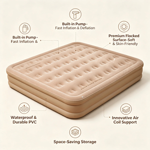 Matelas <span class=keywords><strong>Gonflable</strong></span> Automatique pour Camping Extérieur et Usage Domestique, Pliable avec Pompe à Air Intégrée, <span class=keywords><strong>Lit</strong></span> d'Appoint Électrique Simple/Double - Product Image 1