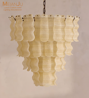 Lustre LED de luxe en fer forgé doré, fait main, à couches ondulées, style vintage français, pour villa, salon, hall d'hôtel