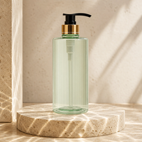 Vente en gros de bouteilles en plastique PET vides de 500 ml avec pompe et bouchon à vis, impression sérigraphique pour lotion corporelle et shampoing